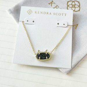 Elisa Cat Gold Black Drusy Pendant Necklace - Kendra Scott